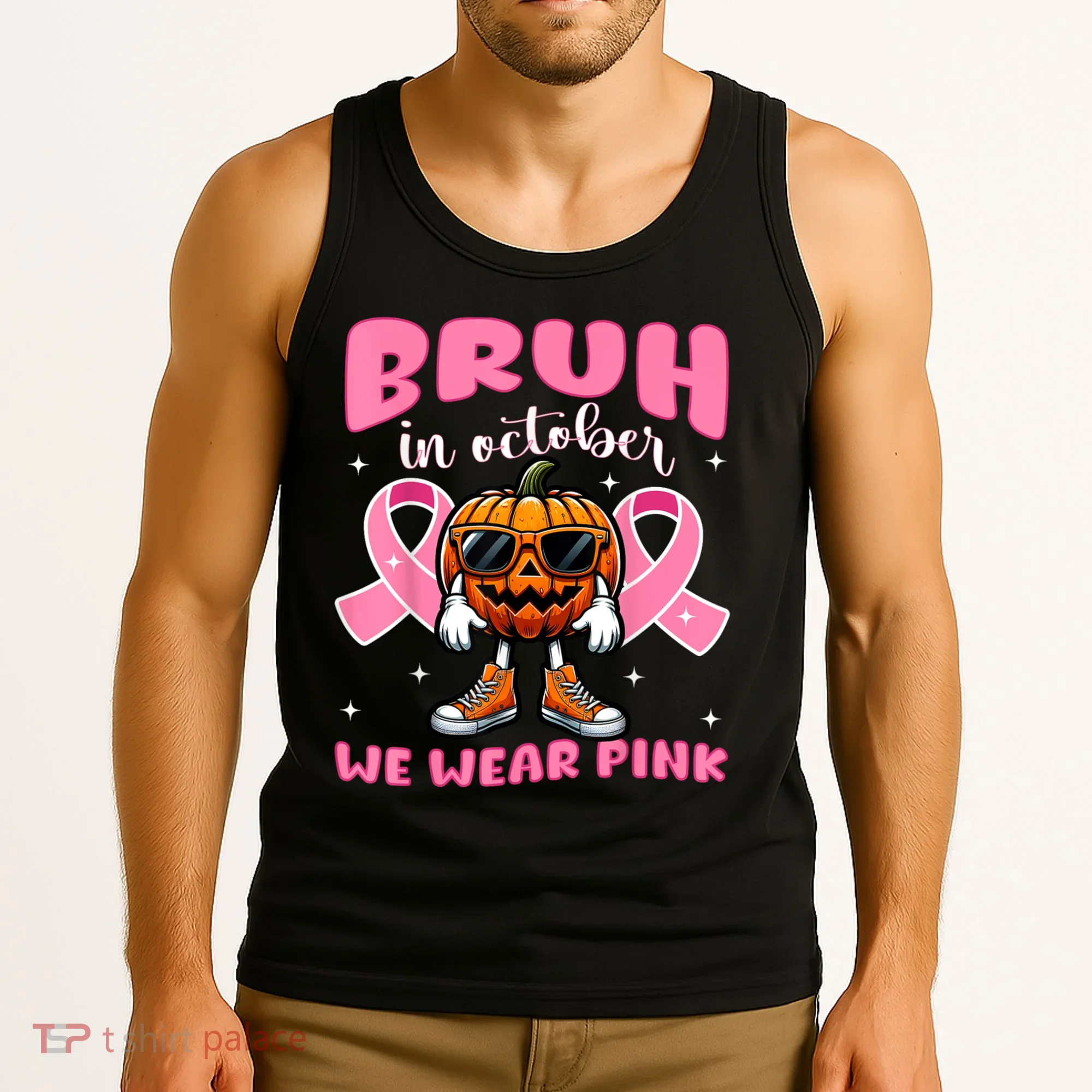 Breast Cancer Awareness Halloween Pumpkin Tank Top
