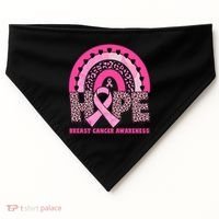 Breast Cancer Awareness Pink Leopard Print Rainbow USA-Made Doggie Bandana thumb 0