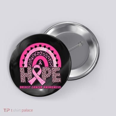 Breast Cancer Awareness Pink Leopard Print Rainbow Button