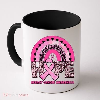 Breast Cancer Awareness Pink Leopard Print Rainbow Coffee Mug