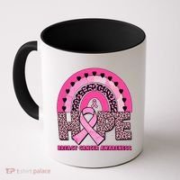 Breast Cancer Awareness Pink Leopard Print Rainbow Coffee Mug thumb 0
