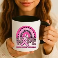 Breast Cancer Awareness Pink Leopard Print Rainbow Coffee Mug thumb 3