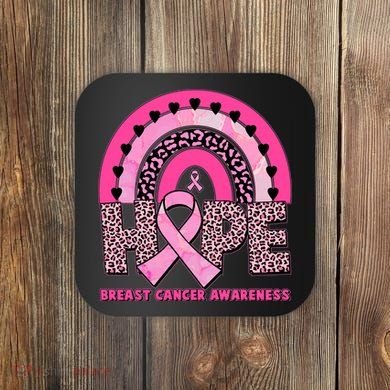 Breast Cancer Awareness Pink Leopard Print Rainbow Coaster