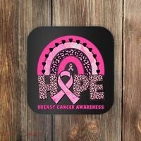 Breast Cancer Awareness Pink Leopard Print Rainbow Coaster thumb 0