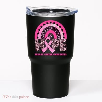Breast Cancer Awareness Pink Leopard Print Rainbow Tumbler