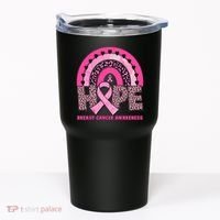 Breast Cancer Awareness Pink Leopard Print Rainbow Tumbler thumb 0