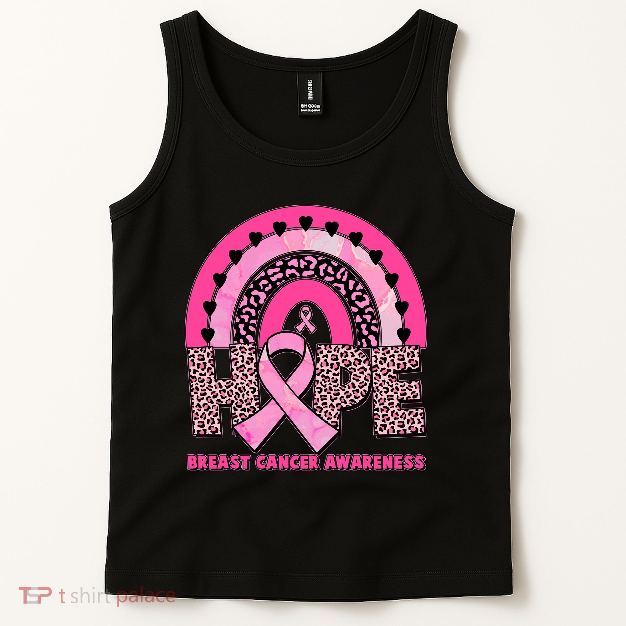 Breast Cancer Awareness Pink Leopard Print Rainbow Tank Top