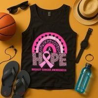 Breast Cancer Awareness Pink Leopard Print Rainbow Tank Top thumb 4