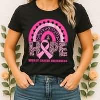 Breast Cancer Awareness Pink Leopard Print Rainbow Women's T-Shirt thumb 2