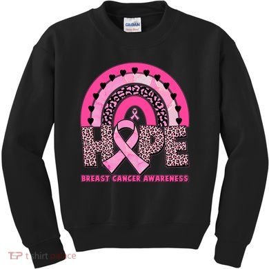 Breast Cancer Awareness Pink Leopard Print Rainbow Kids Sweatshirt
