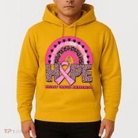 Breast Cancer Awareness Pink Leopard Print Rainbow Hoodie thumb 2