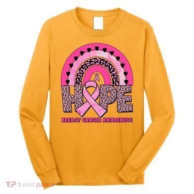 Breast Cancer Awareness Pink Leopard Print Rainbow Long Sleeve Shirt