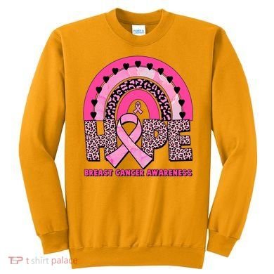 Breast Cancer Awareness Pink Leopard Print Rainbow Sweatshirt