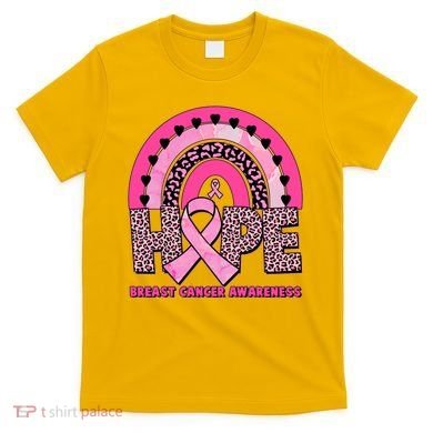 Breast Cancer Awareness Pink Leopard Print Rainbow T-Shirt
