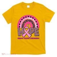 Breast Cancer Awareness Pink Leopard Print Rainbow T-Shirt thumb 0
