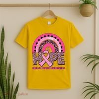 Breast Cancer Awareness Pink Leopard Print Rainbow T-Shirt thumb 2