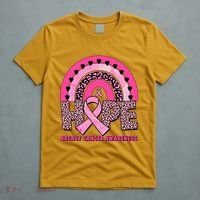 Breast Cancer Awareness Pink Leopard Print Rainbow T-Shirt thumb 5