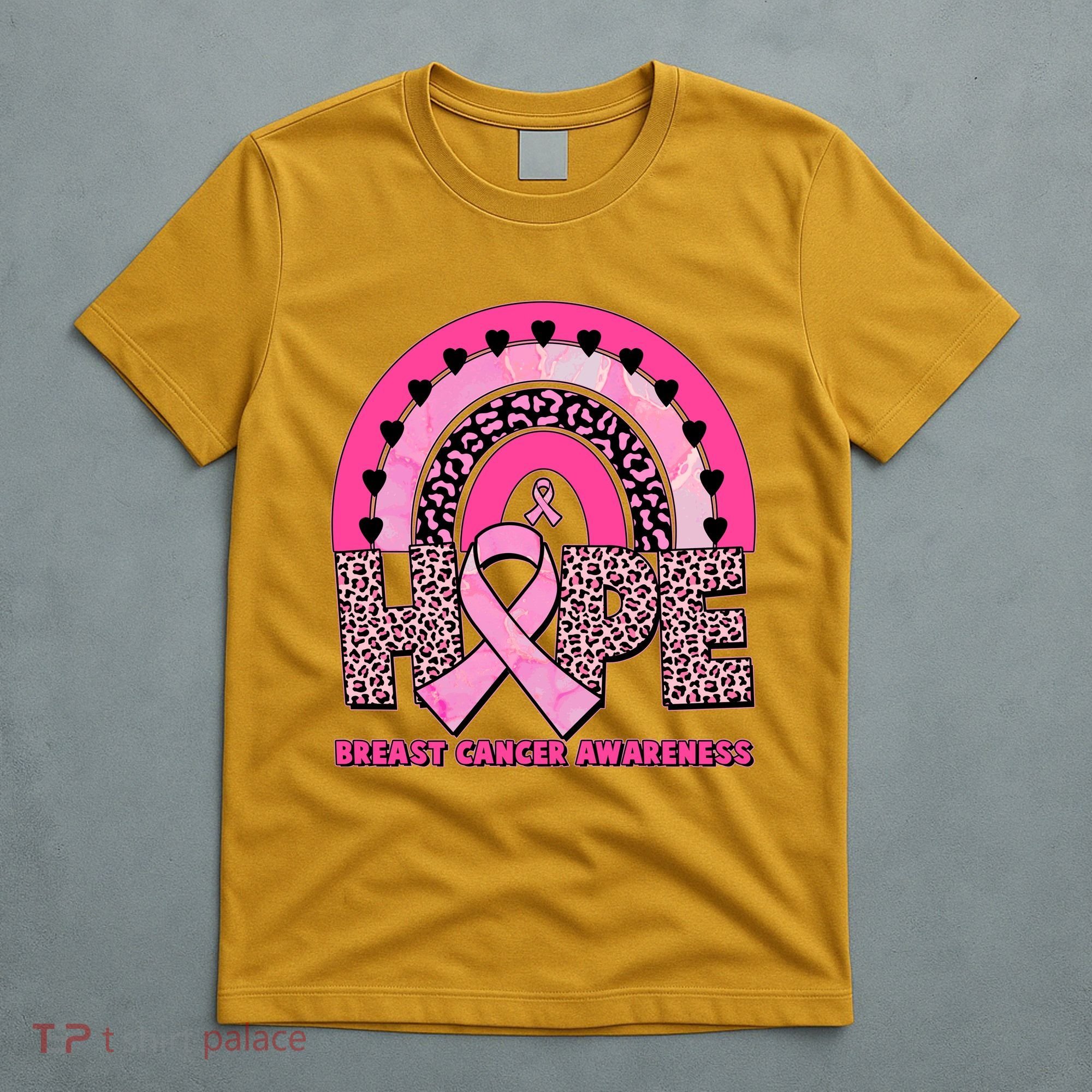 Breast Cancer Awareness Pink Leopard Print Rainbow T-Shirt