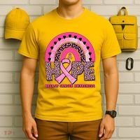 Breast Cancer Awareness Pink Leopard Print Rainbow T-Shirt thumb 6