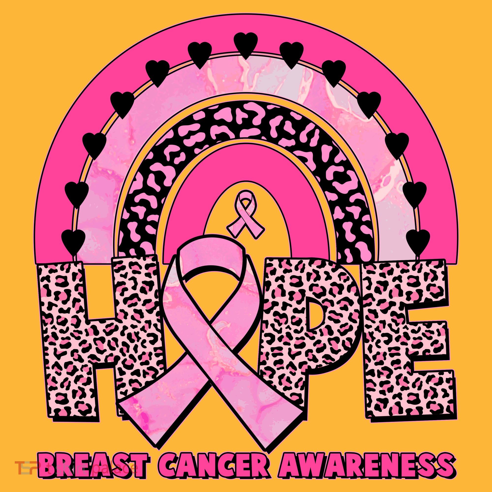 Breast Cancer Awareness Pink Leopard Print Rainbow T-Shirt