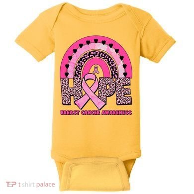 Breast Cancer Awareness Pink Leopard Print Rainbow Baby Bodysuit