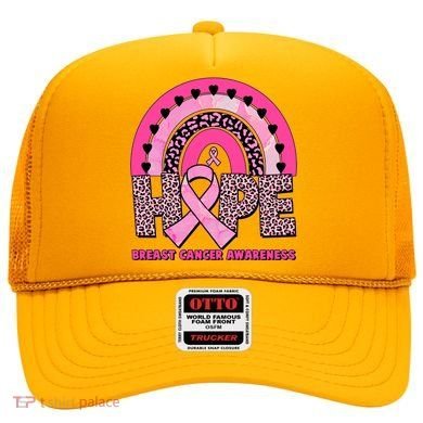 Breast Cancer Awareness Pink Leopard Print Rainbow Hat