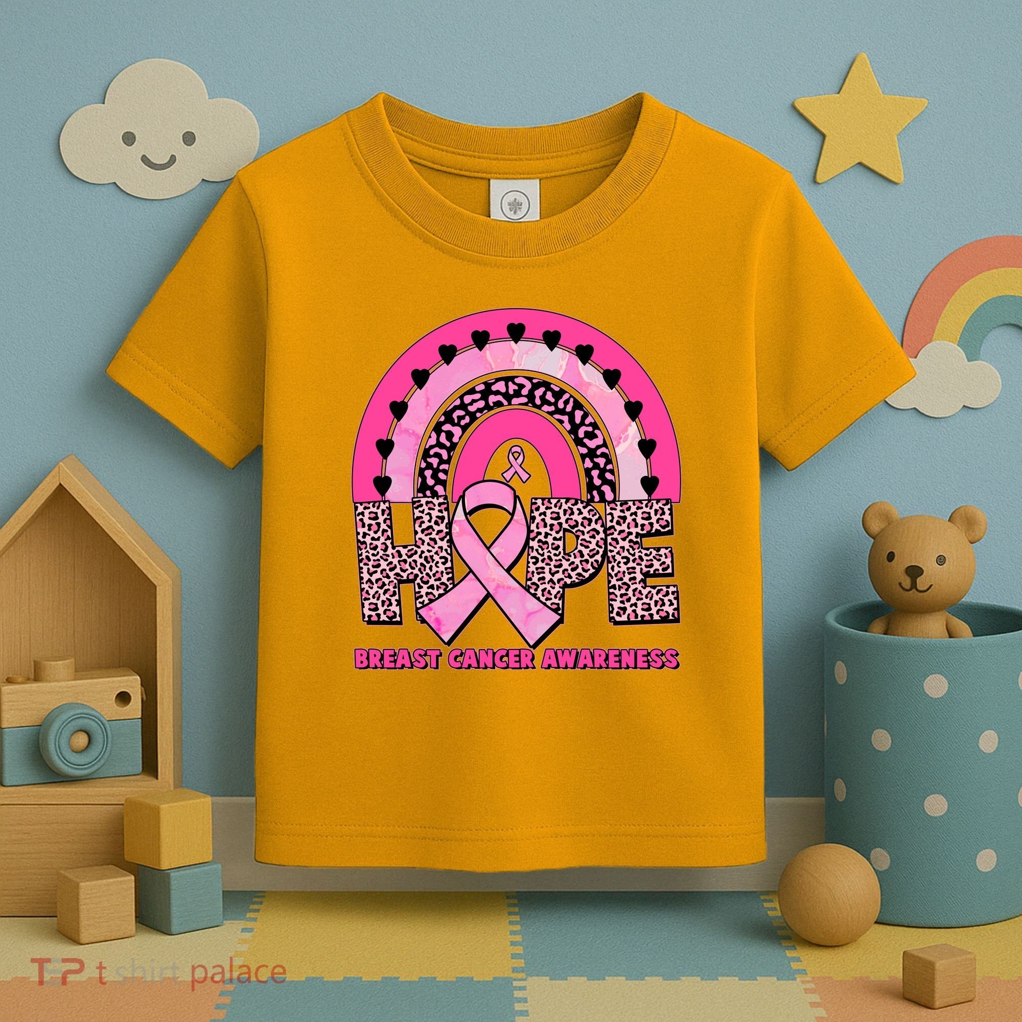 Breast Cancer Awareness Pink Leopard Print Rainbow Toddler T-Shirt