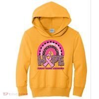 Breast Cancer Awareness Pink Leopard Print Rainbow Kids Hoodie thumb 0