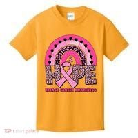 Breast Cancer Awareness Pink Leopard Print Rainbow Kids T-Shirt thumb 0