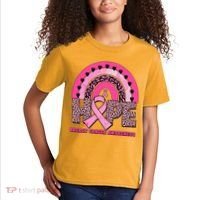 Breast Cancer Awareness Pink Leopard Print Rainbow Kids T-Shirt thumb 2