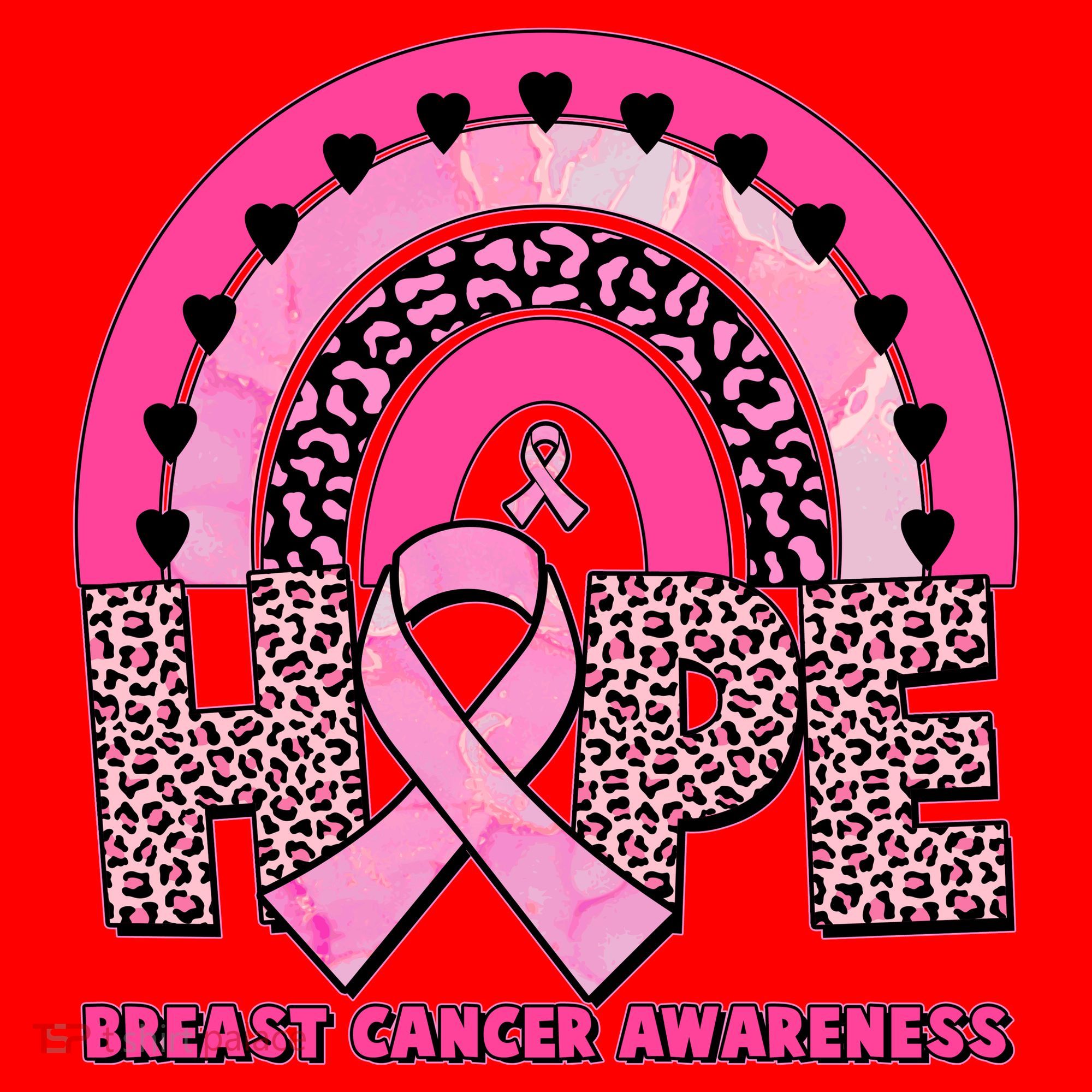 Breast Cancer Awareness Pink Leopard Print Rainbow Santa Hat