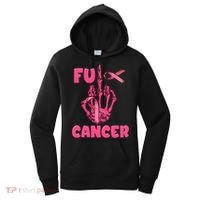 Breast Cancer Awareness Fu Cancer Skeleton Middle Finger Pink Ribbon Women's Hoodie thumb 0