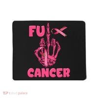 Breast Cancer Awareness Fu Cancer Skeleton Middle Finger Pink Ribbon Mousepad thumb 0