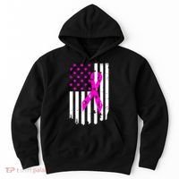 Breast Cancer Awareness Ribbon American Flag Hoodie thumb 0