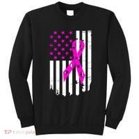 Breast Cancer Awareness Ribbon American Flag Sweatshirt thumb 0