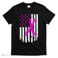 Breast Cancer Awareness Ribbon American Flag T-Shirt thumb 0