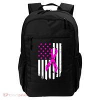 Breast Cancer Awareness Ribbon American Flag Backpack thumb 0