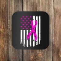 Breast Cancer Awareness Ribbon American Flag Coaster thumb 0