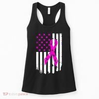 Breast Cancer Awareness Ribbon American Flag Women's Tank Top thumb 0