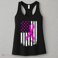 Breast Cancer Awareness Ribbon American Flag Women's Tank Top thumb 3