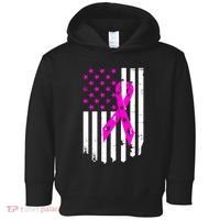 Breast Cancer Awareness Ribbon American Flag Toddler Hoodie thumb 0