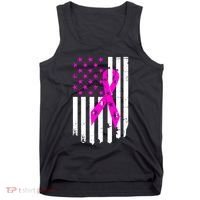 Breast Cancer Awareness Ribbon American Flag Tank Top thumb 0