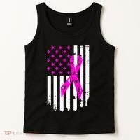 Breast Cancer Awareness Ribbon American Flag Tank Top thumb 2
