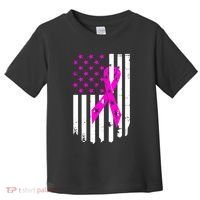 Breast Cancer Awareness Ribbon American Flag Toddler T-Shirt thumb 0