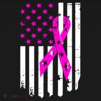 Breast Cancer Awareness Ribbon American Flag Women's T-Shirt thumb 6