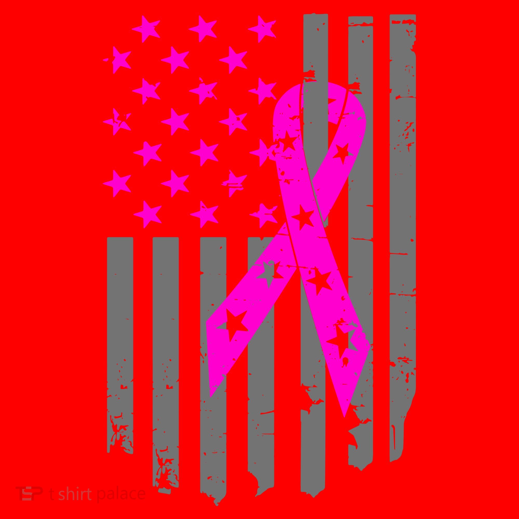 Breast Cancer Awareness Ribbon American Flag Santa Hat