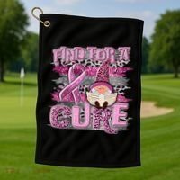 Breast Cancer Awareness Find For A Cure Golf Towel thumb 1