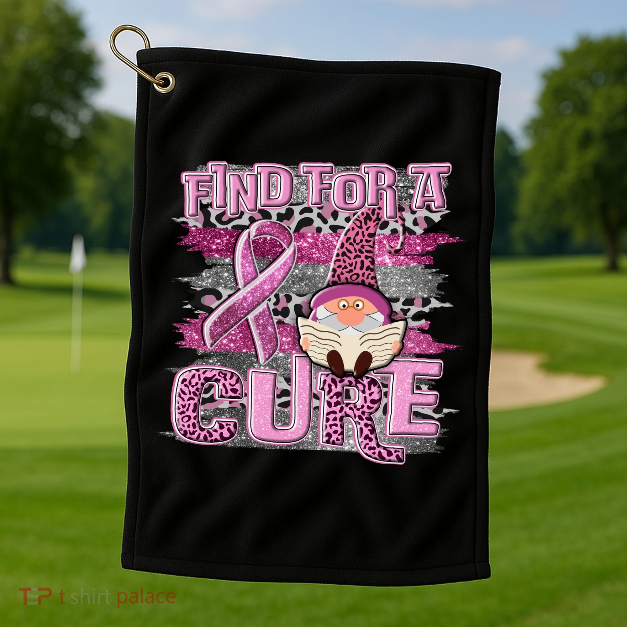 Breast Cancer Awareness Find For A Cure Golf Towel