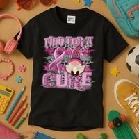 Breast Cancer Awareness Find For A Cure Kids T-Shirt thumb 3