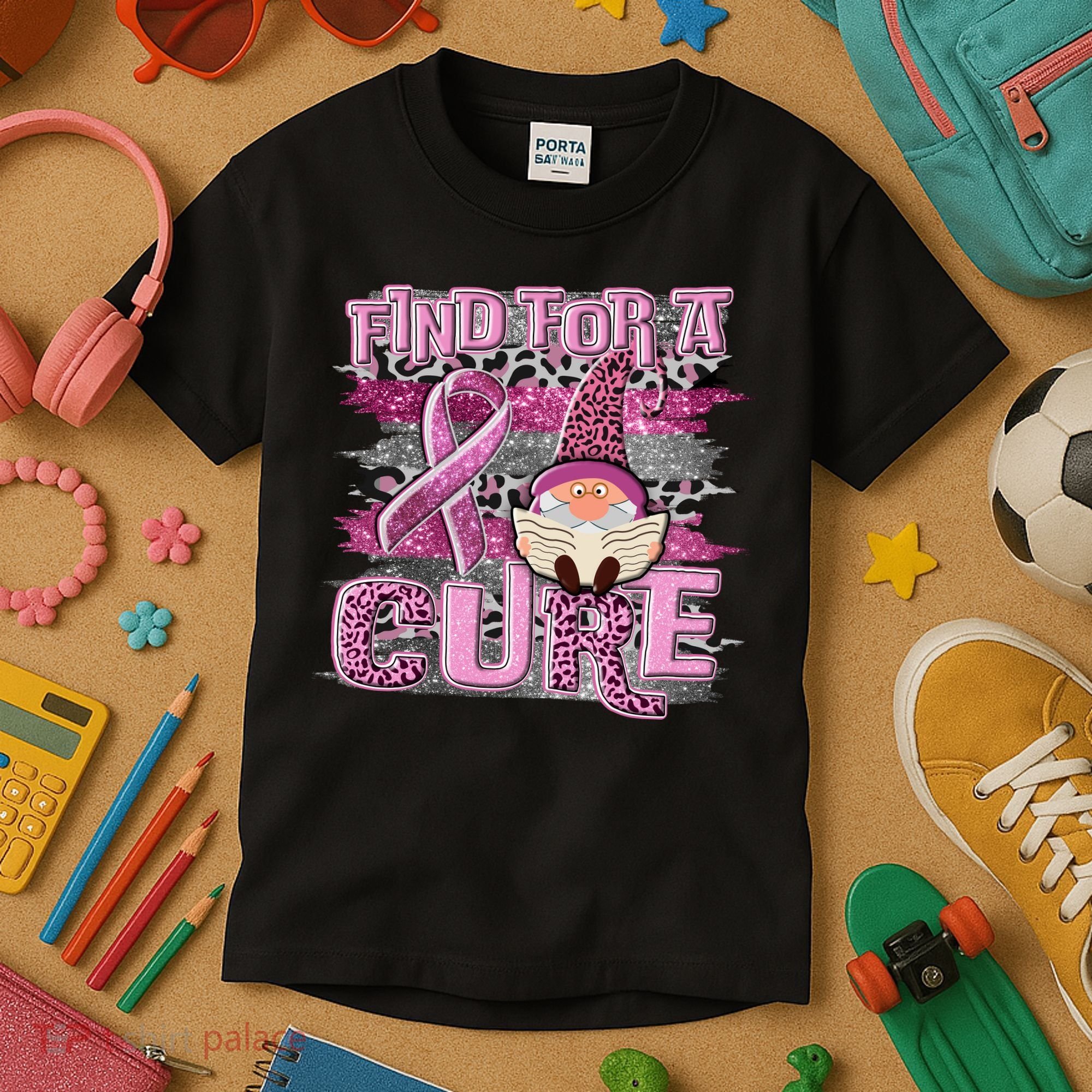 Breast Cancer Awareness Find For A Cure Kids T-Shirt